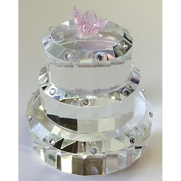 Oleg Cassini Faceted Crystal 3 Tier Wedding Cake Favor//Paperweight NIB